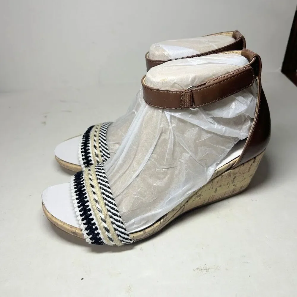 Naturalizer Womens 7 M Natural Multi Areda Wedge Heel Sandals NIB FO4